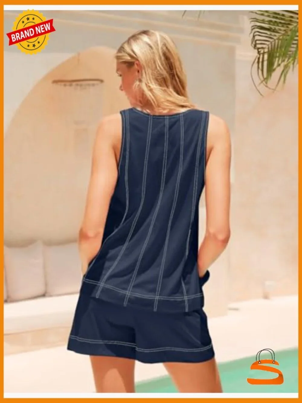 Women's 2 Piece Summer Tank Top and Shorts Matching Set Vacation Outfit
